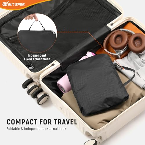 SKYSPER Small Packable Hiking Backpack 20L Anti-theift Travel Daypack | RFID Ultralight Foldable Walking Backpack with Water Bottle Holder, Nylon, Multi-compartment, Everyday Carry for Men Women - color: Black