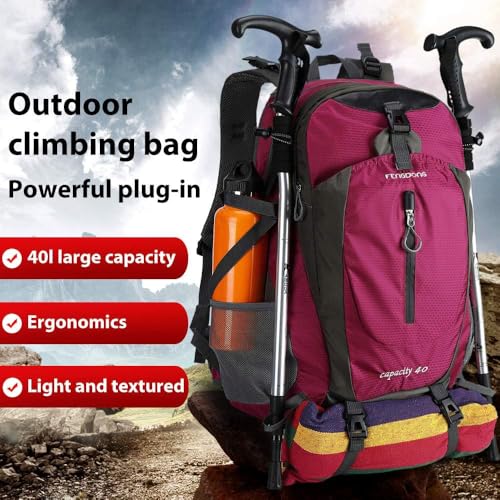 FENGDONG 40L Waterproof Lightweight Hiking,Camping,Travel Backpack for Men Women Red - color: A7- Red