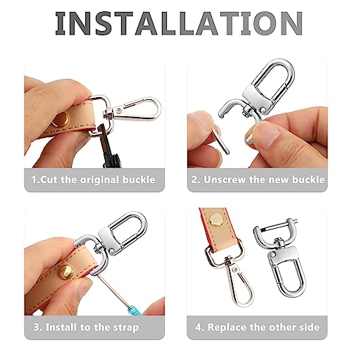 4pcs Detachable Snap Hook Swivel Clasp with 4pcs D-Rings Screw in Shackle for DIY Purse Strap Replacement (Silver,1 inch) - color: Silver, size: 1 inch