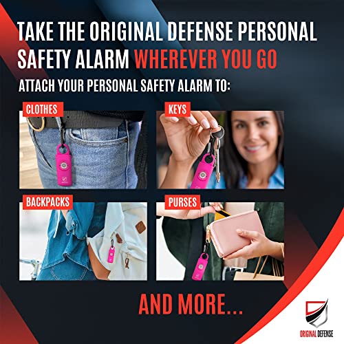 Original Defense® Siren Self-Defense Alarm - 130 dB Keychain Alarm with LED Strobe Light for Women, Children, and Elderly - Police Recommended - (Magenta, 1 Count) - color: Magenta