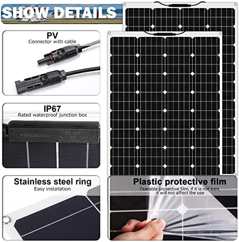 1000 Watt Solar Panel Kit, with Inverter & Charge Controller(40A) 2pcs 500 Watt Flexible Monocrystalline Solar Panel kit Photovoltaic Module for 12-48V Battery Charging Car Battery Camper RV - color: Snow-white