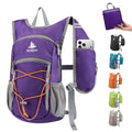 14L Small Hiking Backpack, Packable Travel Daypack for Men Women | Lightweight, Quick-Access Phone Pocket, Breathable, Water Resistant, Adjustable Straps, Emergency Whistle, Commuting Cycling - color: Purple