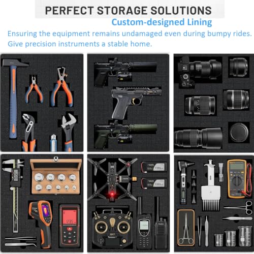 Regetek Waterproof Rolling Case 36 x 17.5 x 13.5 Inch, Hard Equipment Carring Case with Foam/Wheels/ 3 Large Handle for Camera, Tool, Crushproof, Dustproof, Lockable, Inner 32.1" x 13.9" x 10.8"