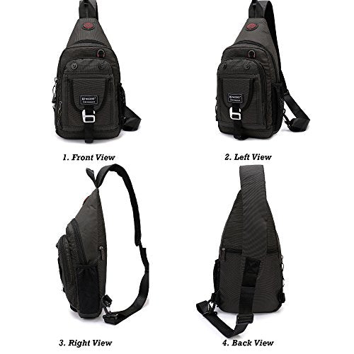 NICGID Sling Bag Chest Shoulder Backpack Crossbody Bags for Tablet Laptop Outdoor Hiking Men Women - color: Black-2664