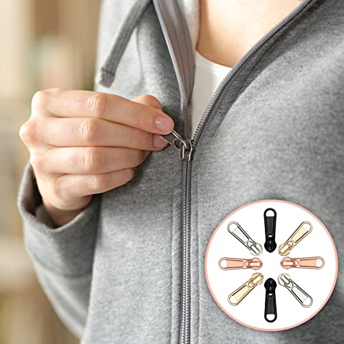 DOITEM 24Pcs Zipper Repair Kit Zippers Replacement 5# Zipper Pull Rescue Kit for Clothing Jackets Purses Luggage Backpacks (4 Colors) - color: #5 Zipper Sliders 24pcs
