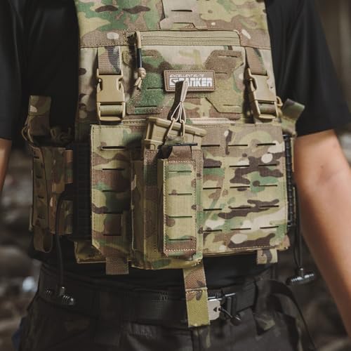 EXCELLENT ELITE SPANKER Tactical Open-Top Single/Double/Triple Molle Mag Pouch for Pistol Mag Pouch Tactical Bag Accessories Holder - color: Multicam