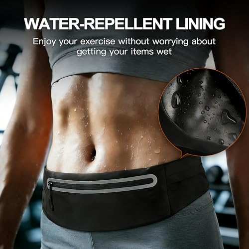 Slim Running Belt for Women Men,Phone Holder Waist Pack,Runners Fanny Pack - color: Light Black