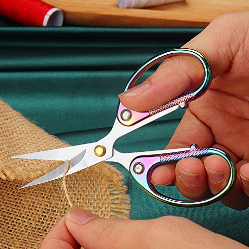 4.5" Cute Embroidery Scissors with Curved Tip for Sewing, Small Stainless Steel Sharp Scissors Craft Shear for DIY Craft Art Work Sewing Handicrafts Needlework Tool and Daily Use Colorful - color: Colorful