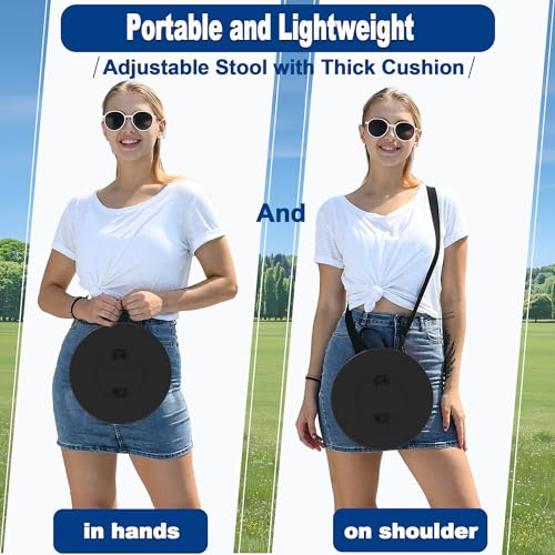 2026 Upgraded 46cm Collapsible Stool with Cushion, Maximum Loading 600 Pounds, Portable and Lightweight Adjustable Seat, Camping Retractable Stool for Outdoor Camping, Fishing, Hiking, BBQ - size: 2026 Standard H 18.1" ⌽ 10.24"stool + cushion