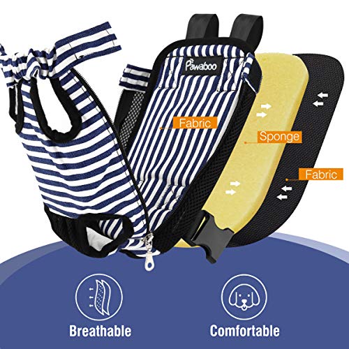 Pawaboo Pet Front Carrier Backpack for Small Medium Dogs - color: Blue & White Stripes, style: Small (Pack of 1)