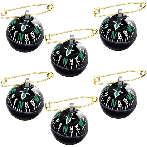 Suncalla 6 Pcs Ball Pin on Compass Globe with Pin Liquid Filled Small Compass for Hiking Camping Navigation Birthday Baptism Graduation 2026 Gift for Son from Mom Dad