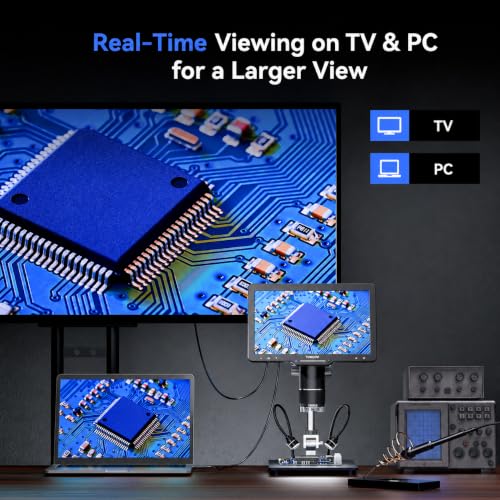 TOMLOV TriL110 3-Lens Digital Microscope: 10.1" 2500X 2K HD Coin Microscope Magnifier for Whole Coin View with IPS Screen, LCD Soldering Microscopes for Adults, 14 LED Lights, PC/TV Compatible - size: 10.1"