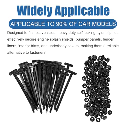 Heavy Duty Nylon Cable Tie Buckle,Self-Locking Zip Ties for Car Fender, Engine Cover, Mudguard Fastener, Automotive Replacement Screw Fixing (50pcs)