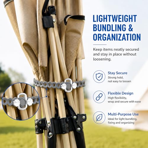 4 PC Modular Straps,Flexible Multi-Tool,80 Pound Load,18" lengths,Gear Strap,Reusable Multitool Utility Gear Ties for Camping,Outdoor Adventure,Luggage,Tool Organization,Travel,EDC（Grey） - color: Gray