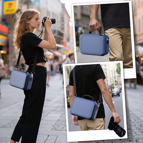 ProCase Hard Shell Camera Case for Canon Rebel T7 -Navy | Soft Padded Bag with 1 Shoulder Strap and 3 Adjustable Dividers for Digital Camera EOS R100/R50/DSLR/SLR/Nikon/Sony - color: Navy