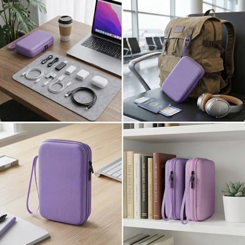 Hard Travel Electronic Organizer Case for MacBook Power Adapter Chargers Cables Power Bank Apple Magic Mouse Apple Pencil USB Flash Disk SD Card Hard Drive Waterproof Shockproof Accessories Bag Case - color: Purple - 2