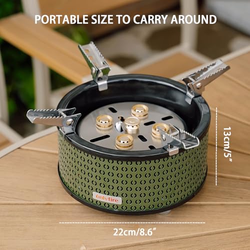 Portable Camping Gas Stove with Storage | 5 Burners Propane Stove for Outdoor Patio Cooking Picnic Camping Hiking Tailgating Emergency Use, Green GS344