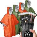 Don’t Die in The Woods – Emergency Poncho – Heat Saving + Rain Protection - color: 4pk Starter Set - Green + Orange