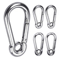 5pcs 1/4'' Stainless Steel Carabiner Clip Spring Snap Hook Link with Eyelet, 250lb Load, 2-3/8 Inch Length - size: 1/4''