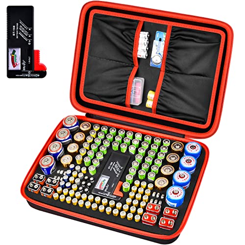 Comecase Battery Organizer Case for 140+ Batteries with Tester - size: 140+batteries