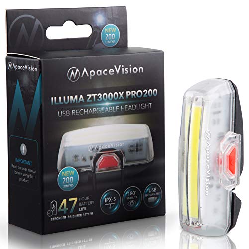 Apace Illuma ZT3000 USB Rechargeable Front Bike Light with 200 Lumens Light for Optimal Visibility on Bike