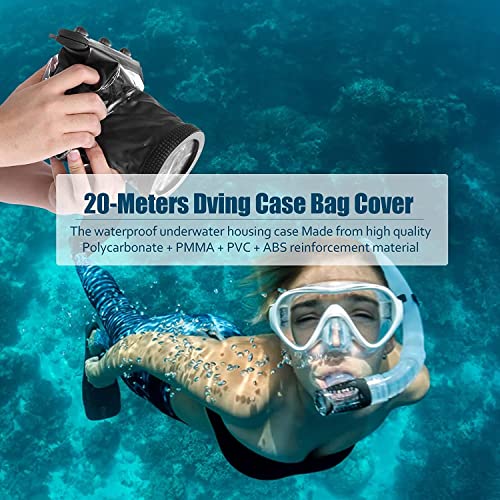 Universal Dving Case Bag,20M Portable Underwater Photograpy Housing Cage for DSLR Cameras Dving Case(Black)
