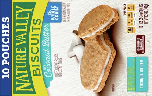 Nature Valley Biscuit Sandwiches, Coconut Butter, Snack Bars, 13.5 oz,10 Count (Pack of 2) - size: 10 Count (Pack of 2)