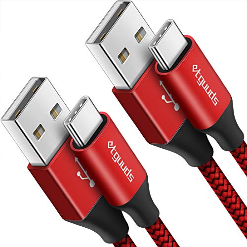 etguuds 6ft USB A to USB C Cable, 2Pack Fast Charging Cord Type C Charger - color: Red, size: 6ft