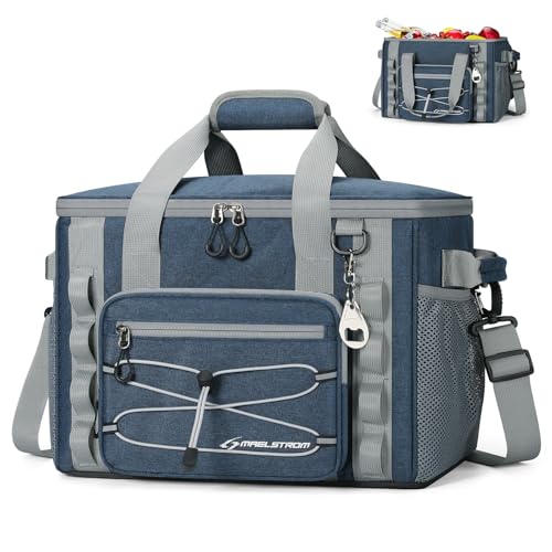 Maelstrom 30/40 Can Soft Cooler Bag, Leakproof Insulated Ice Chest | 24h Cold (With Ice), 5-Layer Insulation, Multi-Pockets ,Lightweight,Perfect For Camping, Beach, Hiking, Kayaking, Road Trips - color: 3.Blue, size: 30 Can