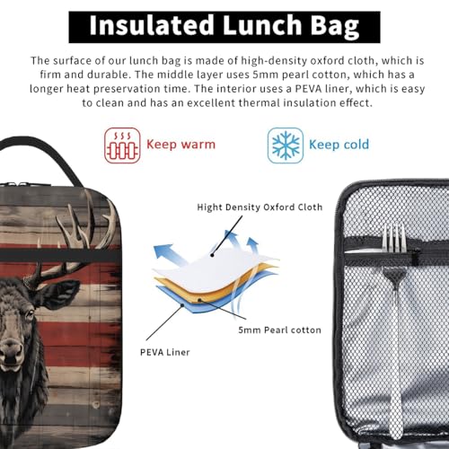 Pardick Graceful Deer Tote Lunch Box Insulated Lunch Bag Tote Cooler Freezable Meal Prep Bag Waterproof Leakproof Cooler Lunch Container For Picnic Office - color: Deer