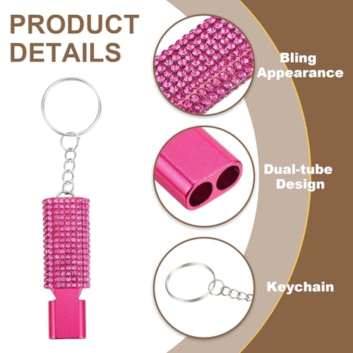 PATIKIL Emergency Whistle with Keychain, Bling Safety Survival Whistles Rescue Signaling Loud - color: Rose Red