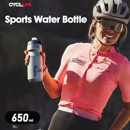 Bike Water Bottle 22oz/650ml Cycling Squeeze Water Bottle BPA Free Leakproof Easy-Squeeze Sports Bottle for Bicycle Gym Camping Hiking (2pcs, Truth Grey) - color: 2pcs, Truth Grey