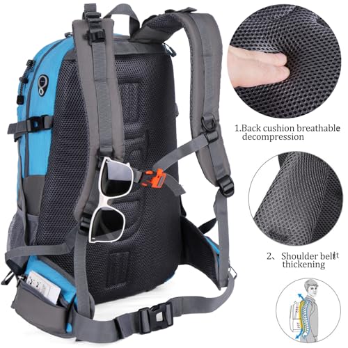 FENGDONG 40L Waterproof Lightweight Hiking,Camping,Travel Backpack for Men Women Blue - color: A3- Blue