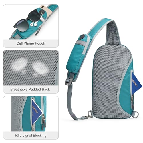G4Free Sling Bag RFID Blocking Lightweight Crossbody Backpack Chest Shoulder Bag for Travel Sports Running - color: Peacock Blue