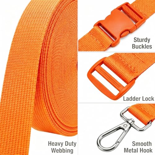1" x12YD Heavy Duty Nylon Webbing Strap DIY Kit - color: Orange
