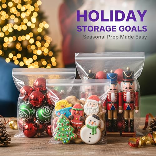 Heavy Duty Zip Seal Lock Bags, 4"x4" Extra Thick Storage Bags, 50 Pack | Small, Waterproof, Reusable Clear Poly Plastic Baggies, Resealable Zipper, for Tools, Parts, Hardware, Jewelry, Food & Snacks - size: 4"x4"
