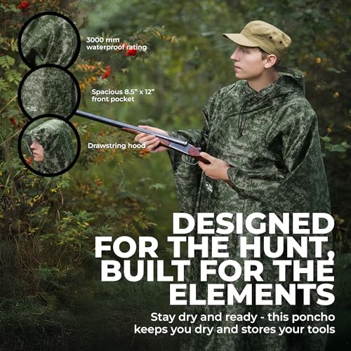 Tough Outfitters Military Poncho - Waterproof Camo OCP Rain Jacket - Extra Large, Heavy Duty, Tear-Resistant Tactical Poncho