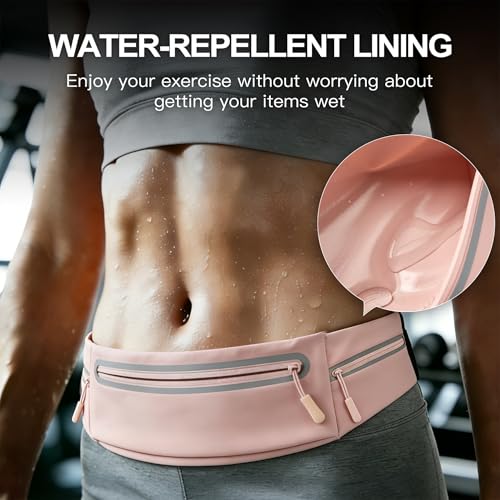Slim Running Belt for Women Men,Phone Holder Waist Pack,Runners Fanny Pack - color: Drak Pink