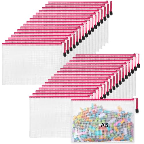Jetec 32 Pcs Mesh Zipper Bags Bikini Organizer,Rose Red,9 x 7 Inch - color: Rose Red, size: 9 x 7 Inch