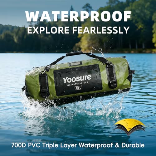 80 lt Waterproof Duffel Bag Motorcycle Dry Bag Backpack, Waterproof Zippered Bags with Backpack Spacer Pad for Kayaking Rafting Boating Canoeing Camping Paddle Beach (Black) - color: Black