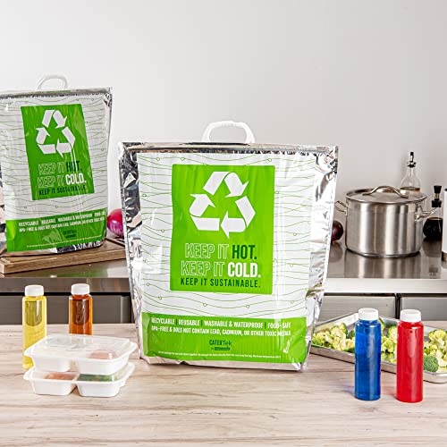Restaurantware Green And Silver Plastic Thermal Bag, 10 Pack - size: 20"