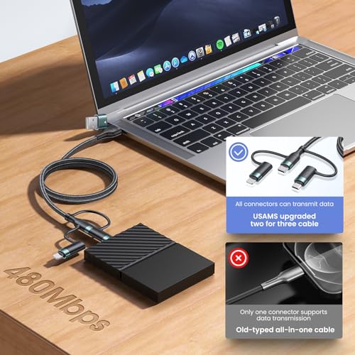 PD 60W USB C Multi Fast Charging Cable Nylon Braided Cord 5-in-1 3A USB/C to Type C/Micro/Phone Fast Sync Charger Adapter Compatible with Laptop/Tablet/Phone - color: Green, size: 6.6FT