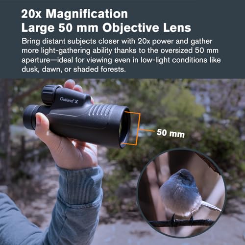 Celestron – Outland X 20x50 Monocular – Includes Smartphone Adapter and Tripod – Large 50mm Objective Lens – Multi-Coated Optics – BaK-4 Prism –Waterproof & Fogproof – Belt Case Included - size: 20x50 Monocular