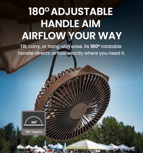 Claymore V1040 Black Rechargeable Portable Fan – 10,400mAh Power Bank Function Remote Control 4-Speed Quiet BLDC Air Circulator USB-C Charging 23 Hrs Runtime for Camping, Indoor, Outdoor - style: V1040 (Black)