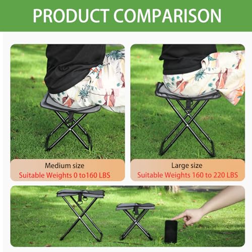 Portable Travel Camping Stool, Handbag Foldable Mini Chair for Outdoor - color: Grey, size: Medium