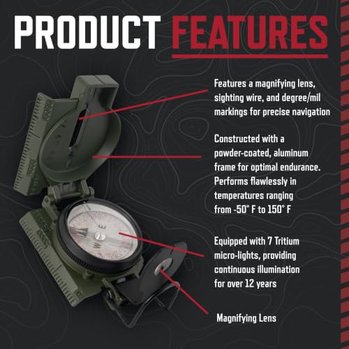 Rothco Cammenga Tritium Lensatic Compass, Aluminum Frame