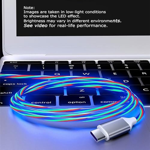 Camping Car Multi Charging Cable, USB C to USB C RGB Breathing 3 in 1 Fast Charging Cable for iPhone 15 Series, iPad mini 6 S24 S23 Laptops MacBook iPad Camping String Lights[ NOT Fast Charging] - color: Grey