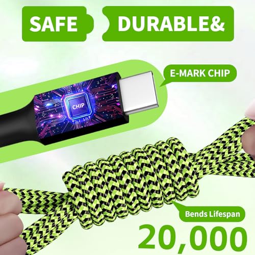 USB C Splitter Multi Charging Cable for Multiple Devices, 2Pack 5FT | USB C Phone Charger Cable with 4 Type-C Ports, 4 in 1 Charging Cord for iPhone 17 Galaxy S26 - color: Green&Black