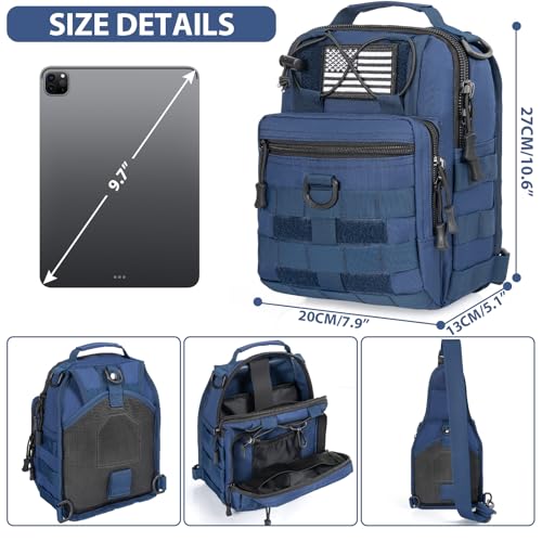 GMAK Tactical Sling Bag for Men, Tactical Camo Shoulder Bag Military Bags - color: Navy Blue