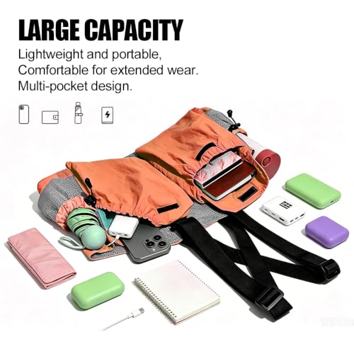 Lightweight Hiking Vest Bag, Multi‑Pocket Adjustable Running Chest Pack, Utility Outdoor Vest Pouch for Women, Men & Kids - color: Red